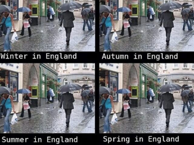 Wetter in England, in London, Sprichwörter,