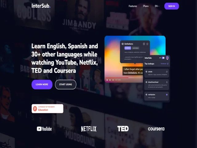 intersub, learning english from watching films, interactive movie subtitles